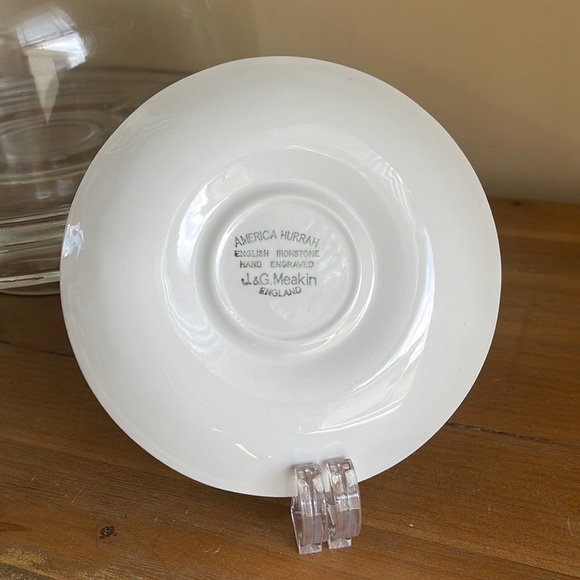 J&G MEAKIN | Vtg “America Hurrah” English Ironstone Hand Engraved Saucer Plate - Picture 6 of 9